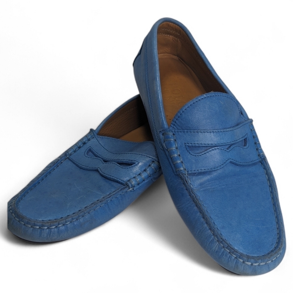 Polo Ralph Lauren Blue Vintage  Leather Slip-Ons Size 8.5 E Flaw